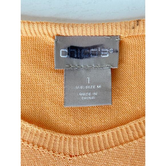 Chico's Long Sleeve V-Neck Sweater Orange Casual Relaxed Stretch Relaxed M - Picture 3 of 10